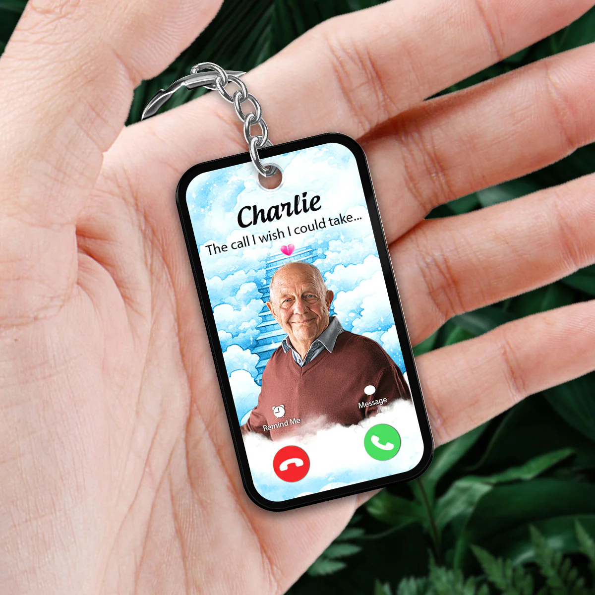 The Call I Wish I Could Take Memorial Sympathy Gift Remembrance Keepsake Photo Inserted Blue Sky Personalized Acrylic Keychain - Image 2