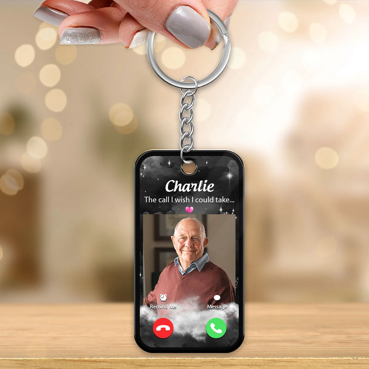 The Call I Wish Memorial Sympathy Gift Remembrance Keepsake Upload Your Photo Personalized Acrylic Keychain - Image 3