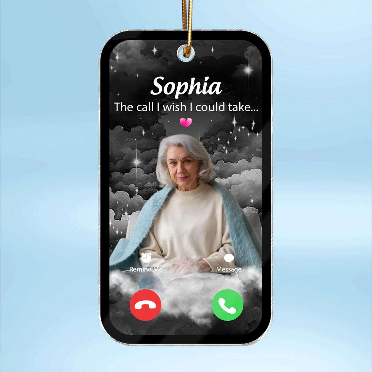 The Call We Wish We Could Take Memorial Sympathy Gift Remembrance Keepsake Photo Inserted Personalized Acrylic Ornament - Image 2