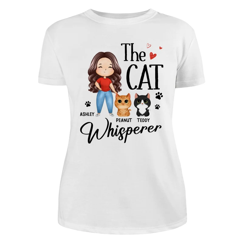 The Cat Whisperer Watercolor Woman And Watercolor Cute Cats Personalized Shirt - Image 9