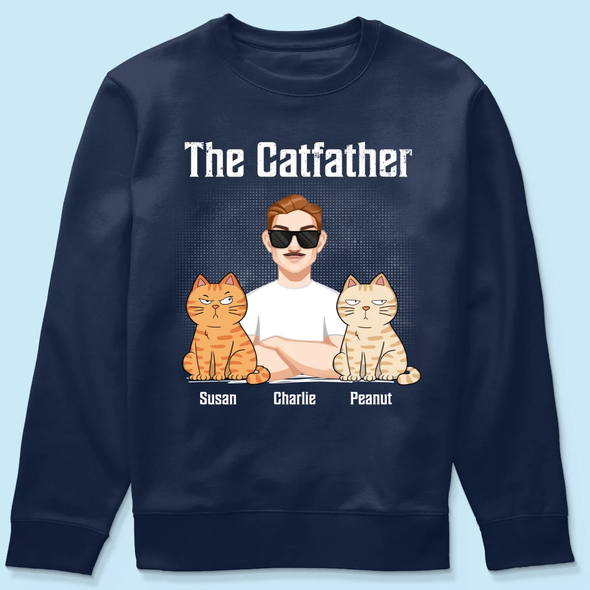 The Catfather Cat Dad Crossed Arms Personalized Shirt - Image 17