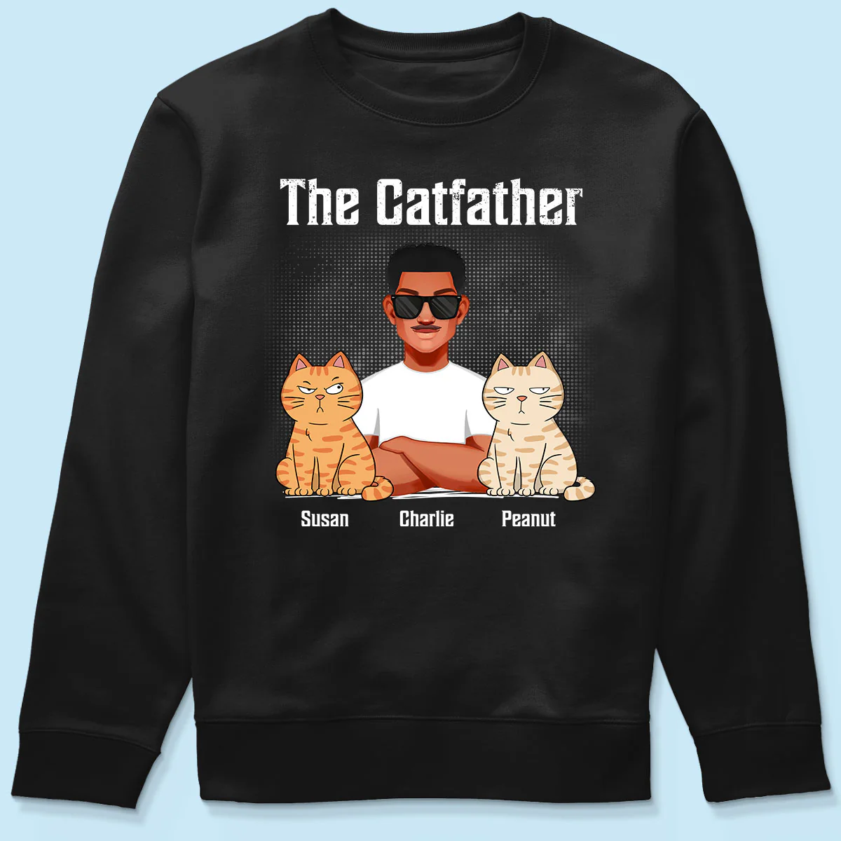 The Catfather Cat Dad Crossed Arms Personalized Shirt - Image 6