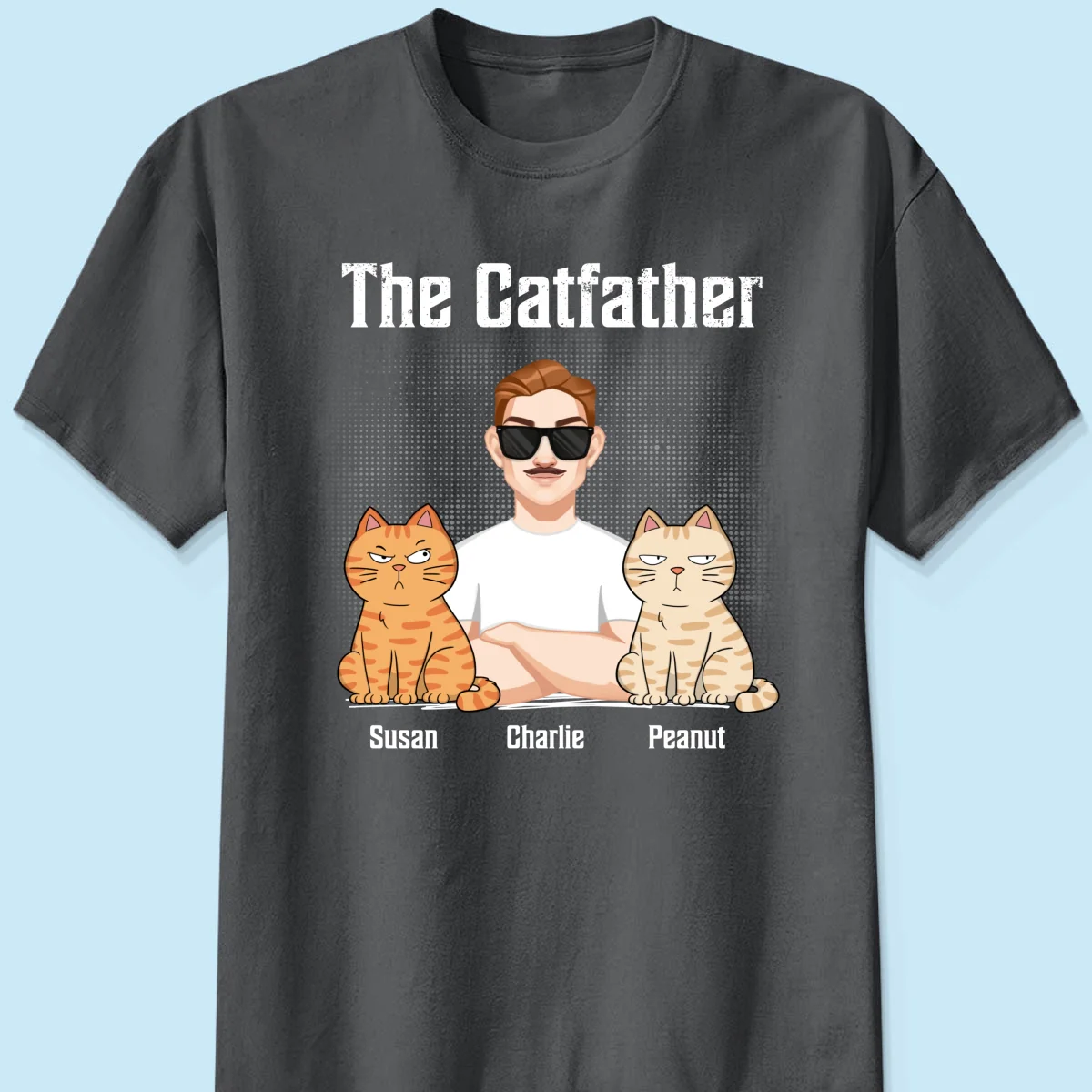 The Catfather Cat Dad Crossed Arms Personalized Shirt - Image 9