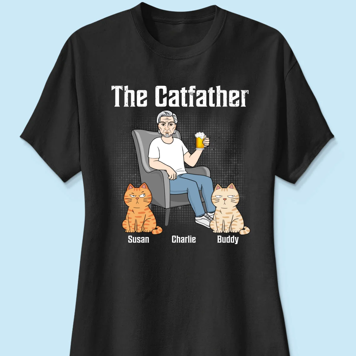 The Catfather Cat Dad Sitting On Chair Personalized Shirt - Image 10