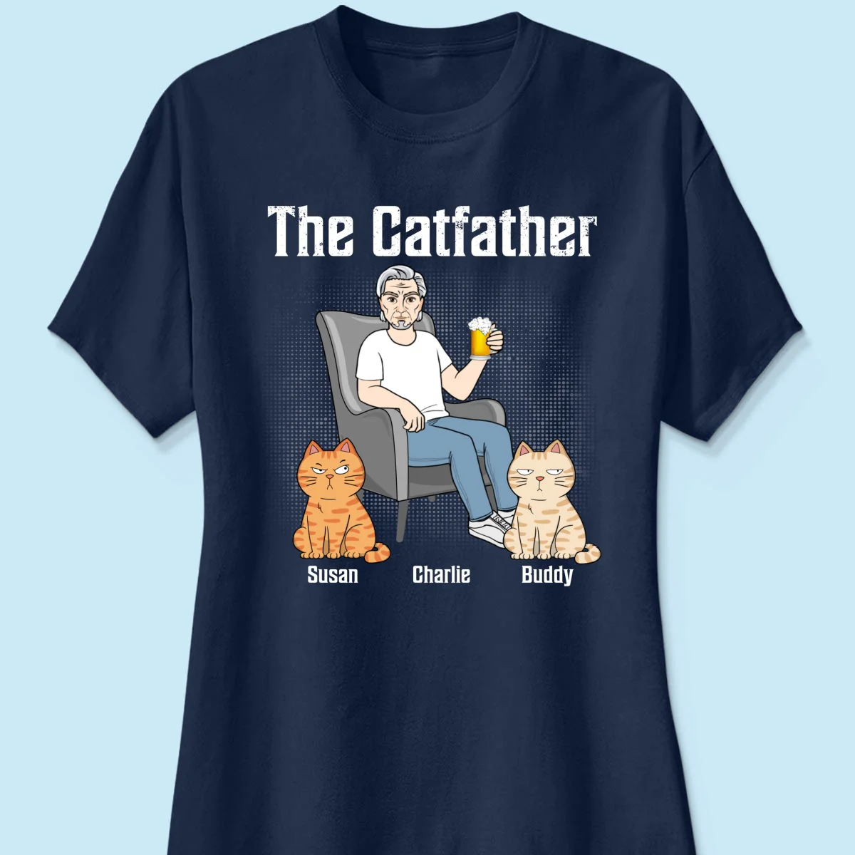 The Catfather Cat Dad Sitting On Chair Personalized Shirt - Image 11