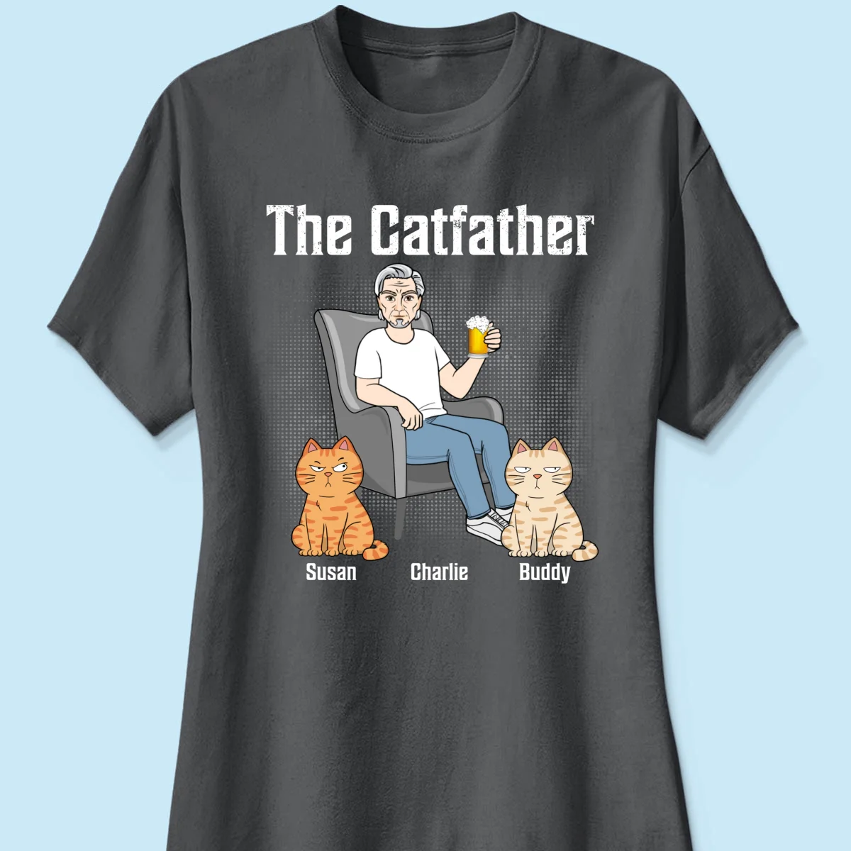 The Catfather Cat Dad Sitting On Chair Personalized Shirt - Image 12