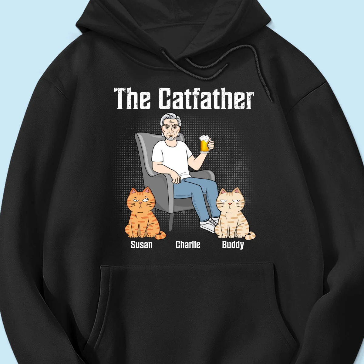 The Catfather Cat Dad Sitting On Chair Personalized Shirt - Image 13