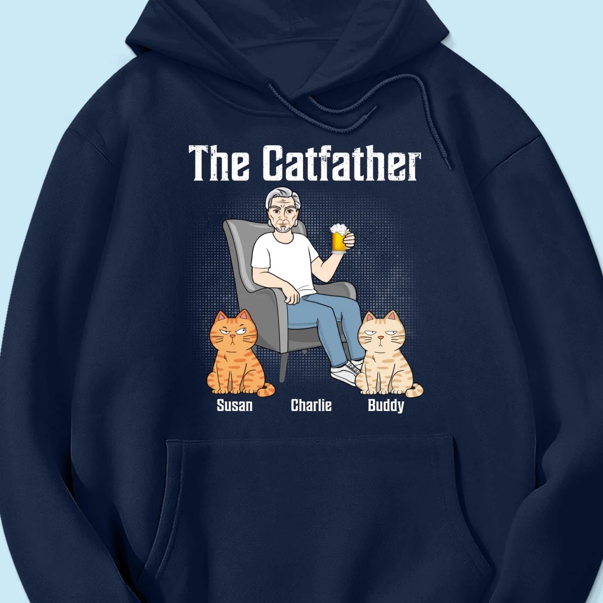 The Catfather Cat Dad Sitting On Chair Personalized Shirt - Image 14