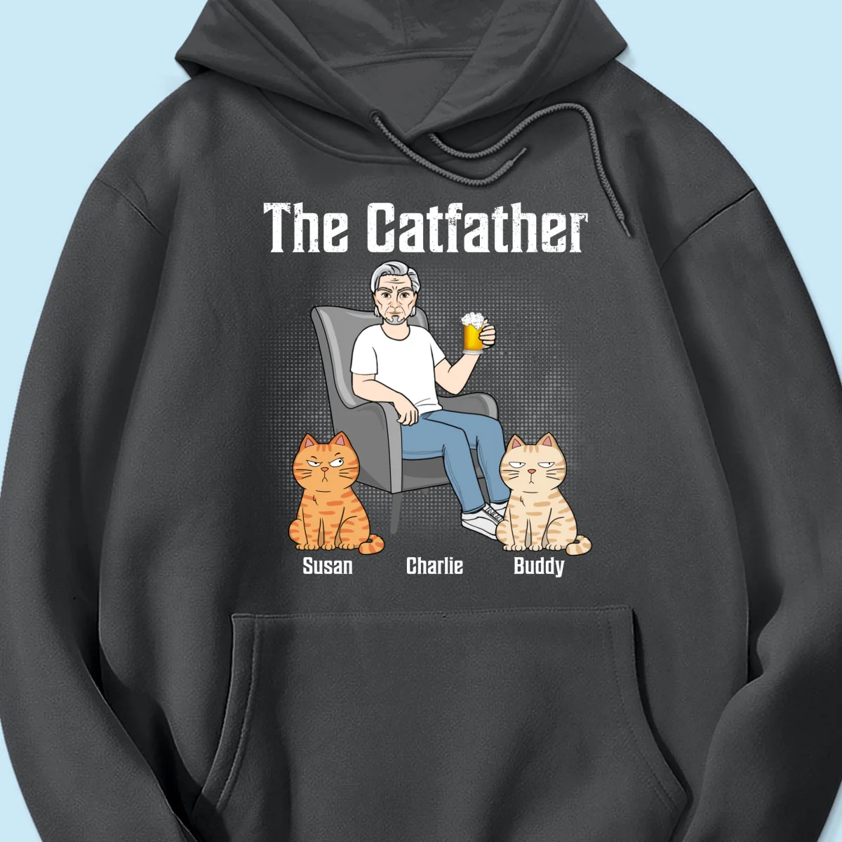 The Catfather Cat Dad Sitting On Chair Personalized Shirt - Image 15