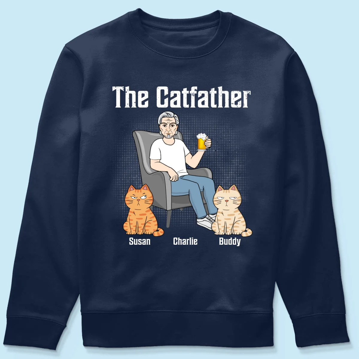 The Catfather Cat Dad Sitting On Chair Personalized Shirt - Image 17
