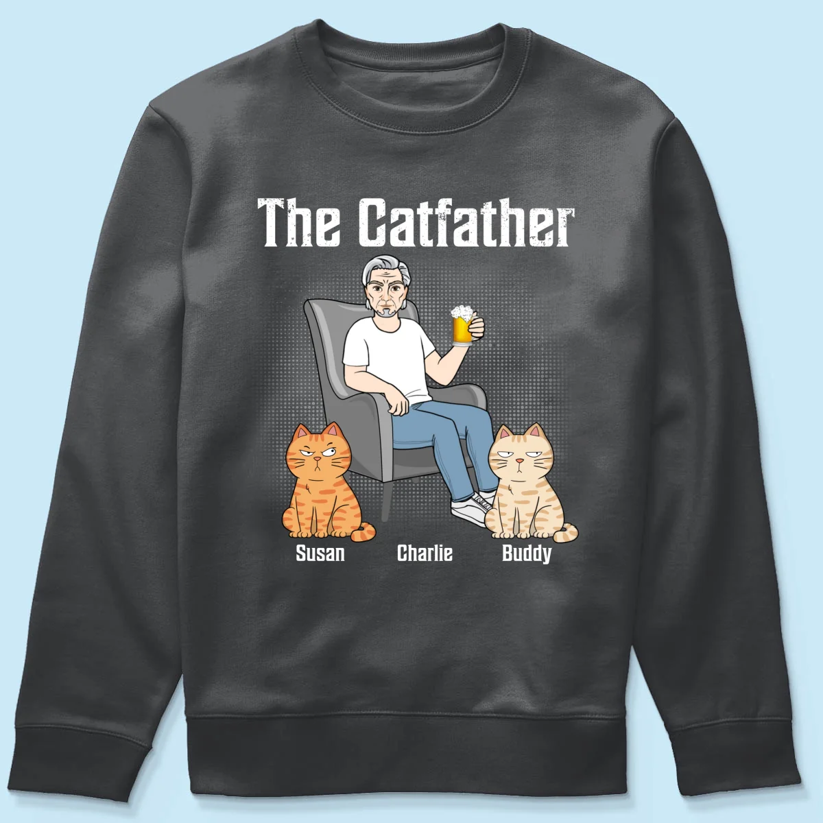 The Catfather Cat Dad Sitting On Chair Personalized Shirt - Image 18