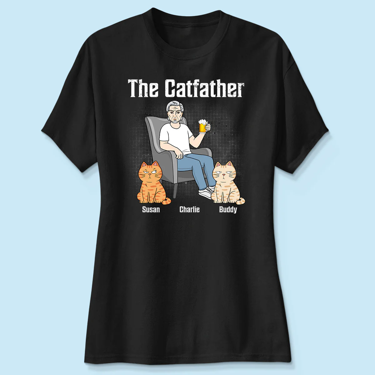 The Catfather Cat Dad Sitting On Chair Personalized Shirt - Image 4