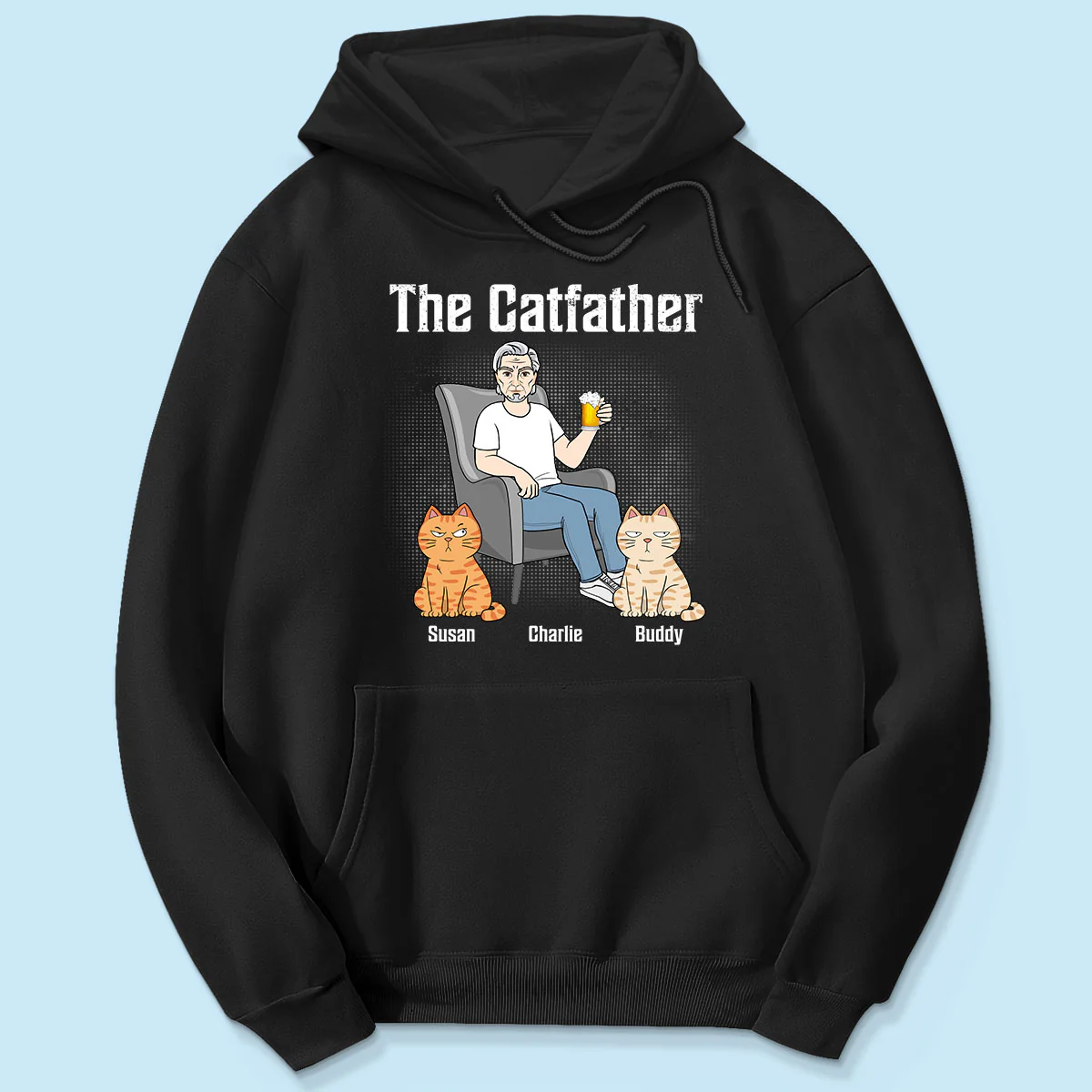 The Catfather Cat Dad Sitting On Chair Personalized Shirt - Image 5