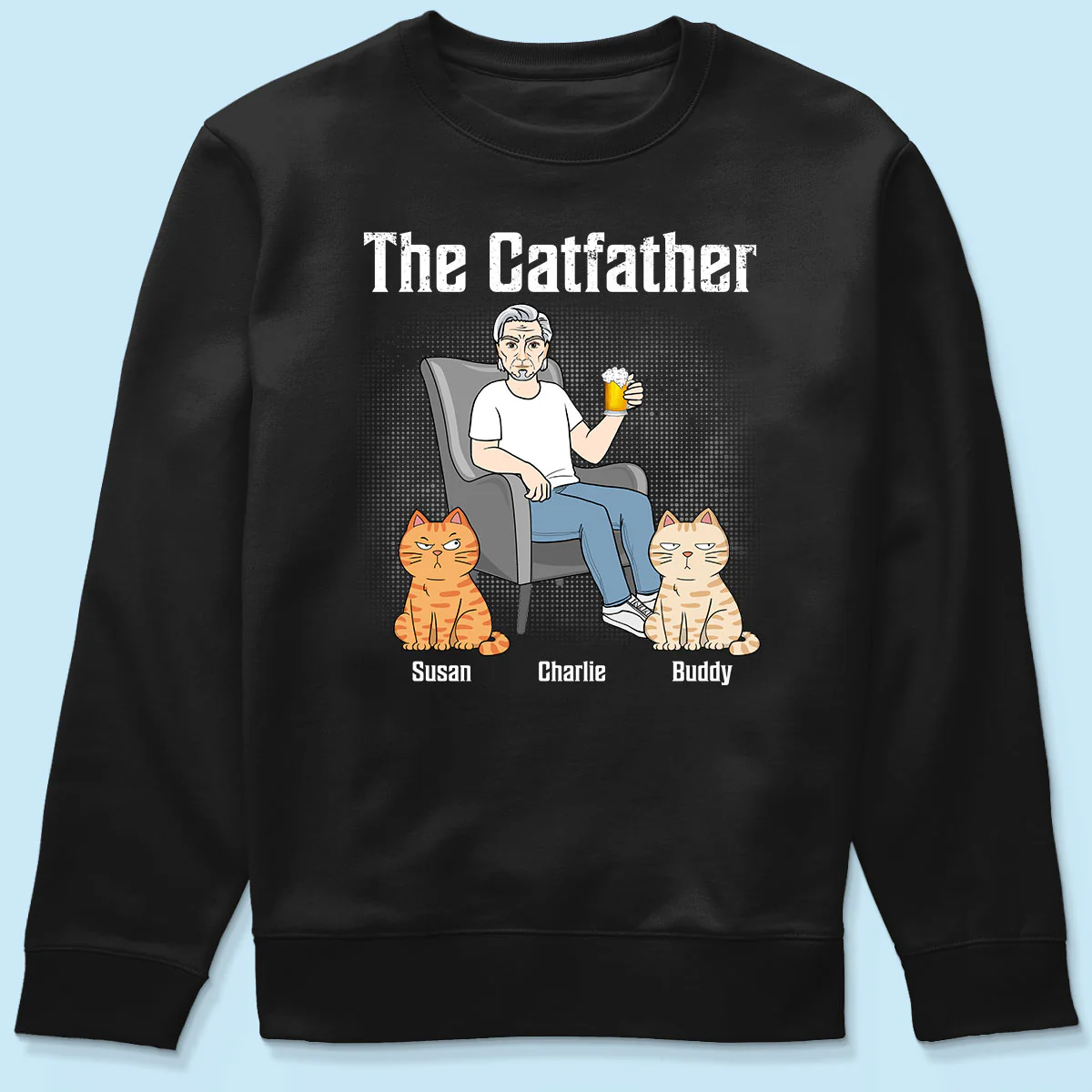 The Catfather Cat Dad Sitting On Chair Personalized Shirt - Image 6