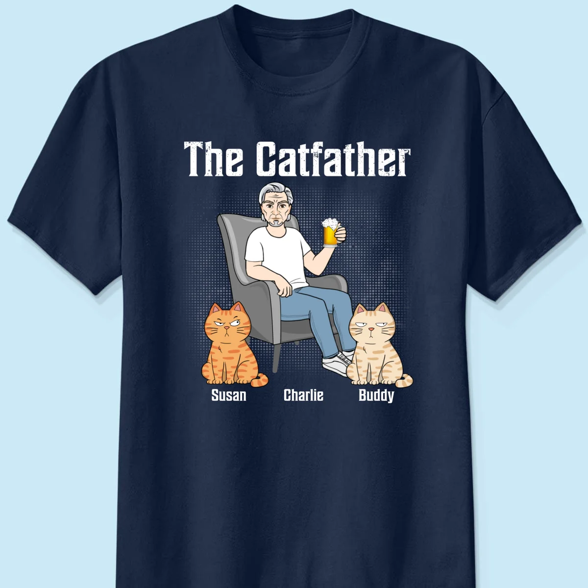 The Catfather Cat Dad Sitting On Chair Personalized Shirt - Image 8