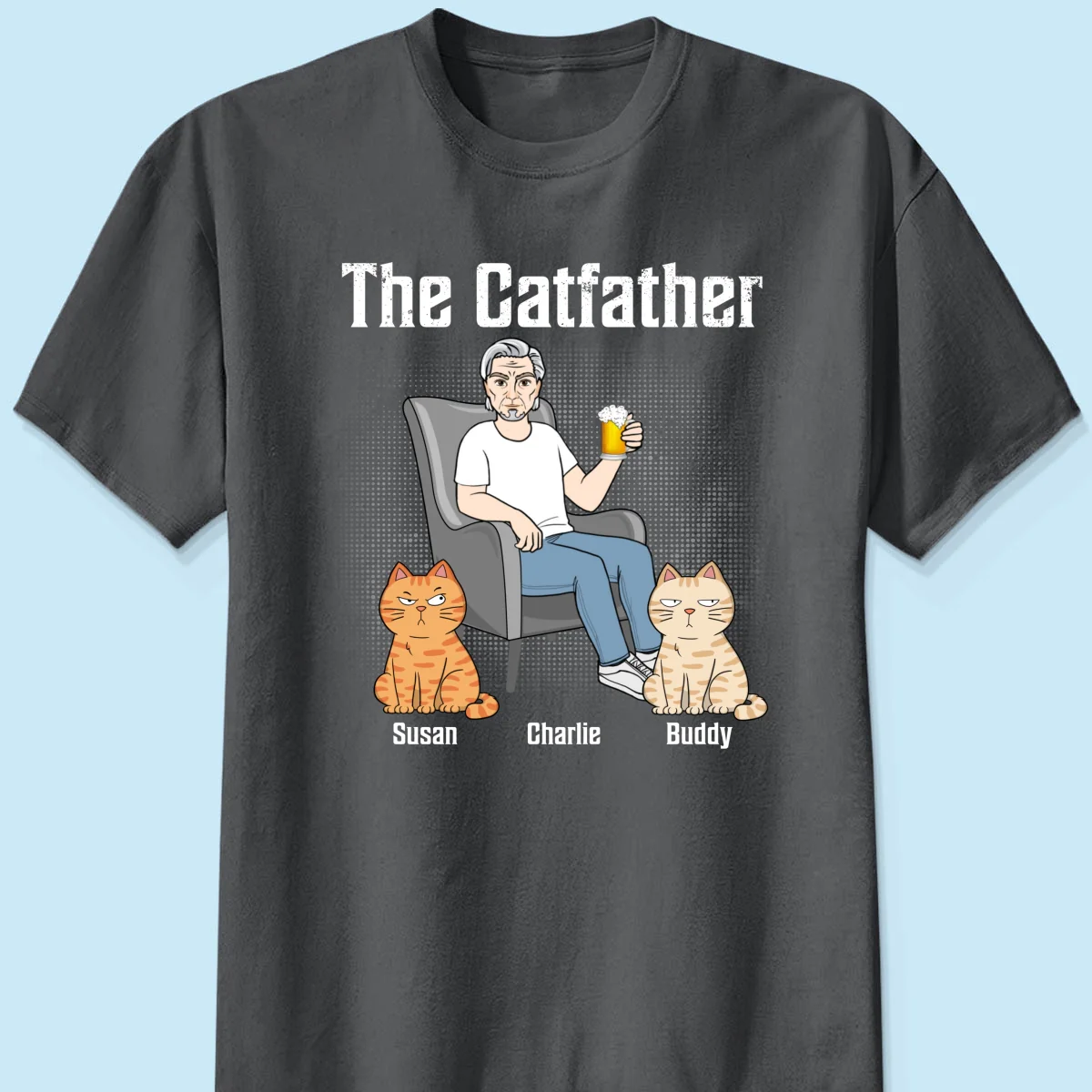 The Catfather Cat Dad Sitting On Chair Personalized Shirt - Image 9