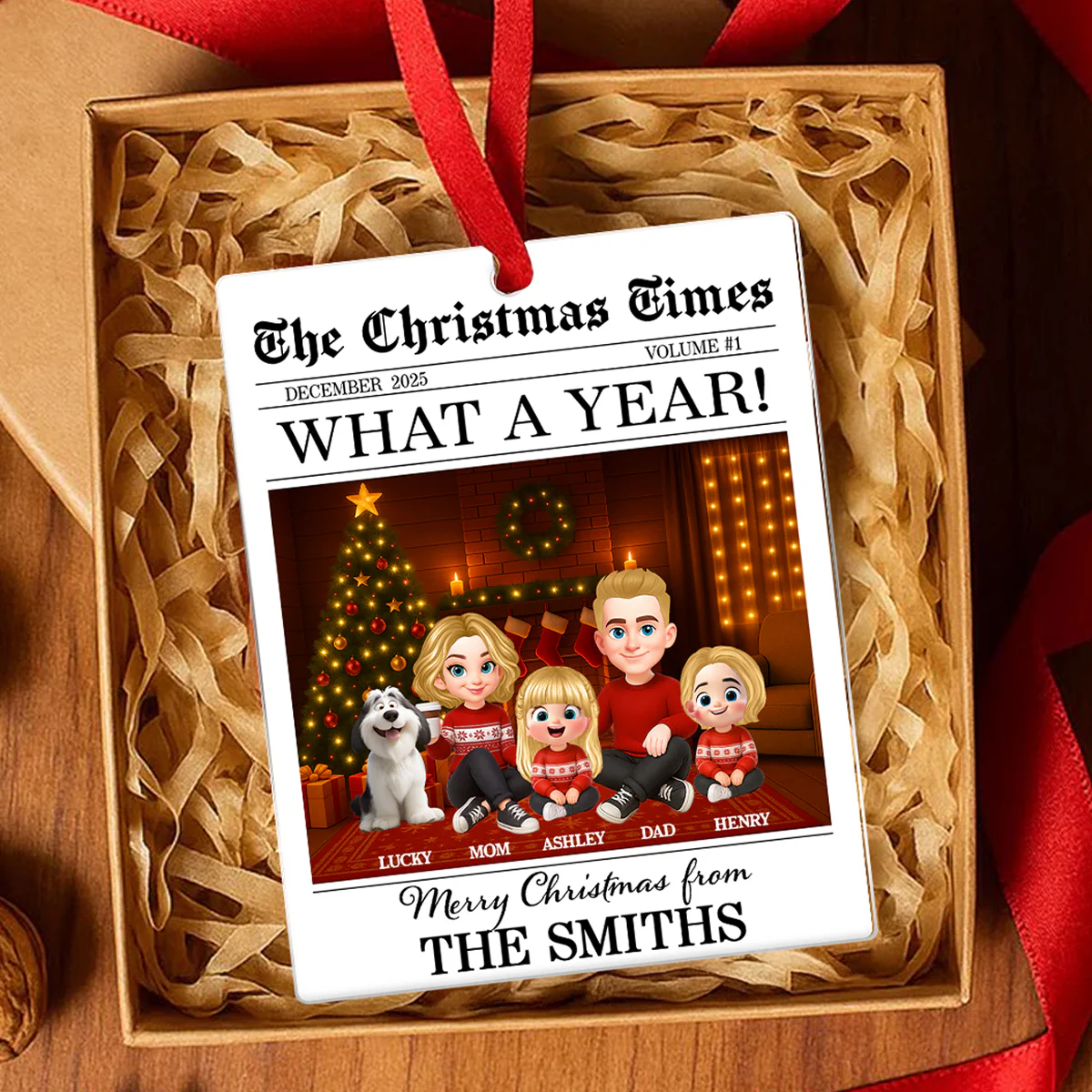 The Christmas Times Family Sitting - Personalized Acrylic Ornament - Image 4