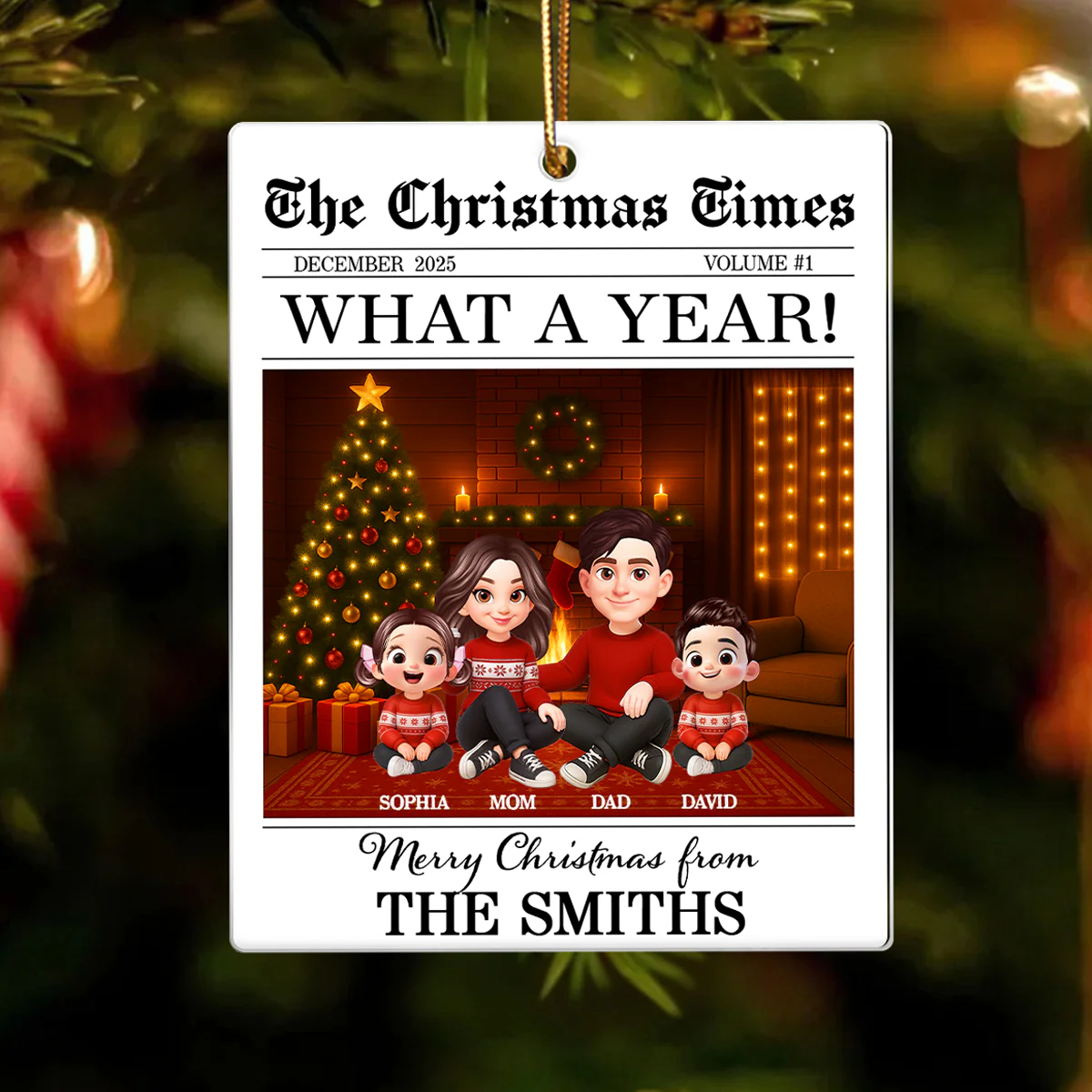 The Christmas Times Family Sitting - Personalized Acrylic Ornament - Image 7