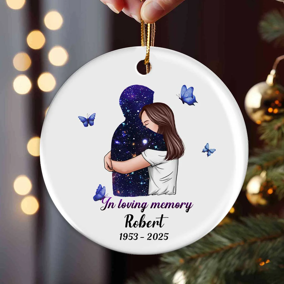 The Day I Lost You I Also Lost Me Woman Hugging Lost Loved One Memorial Keepsake Personalized Ceramic Ornament - Image 5