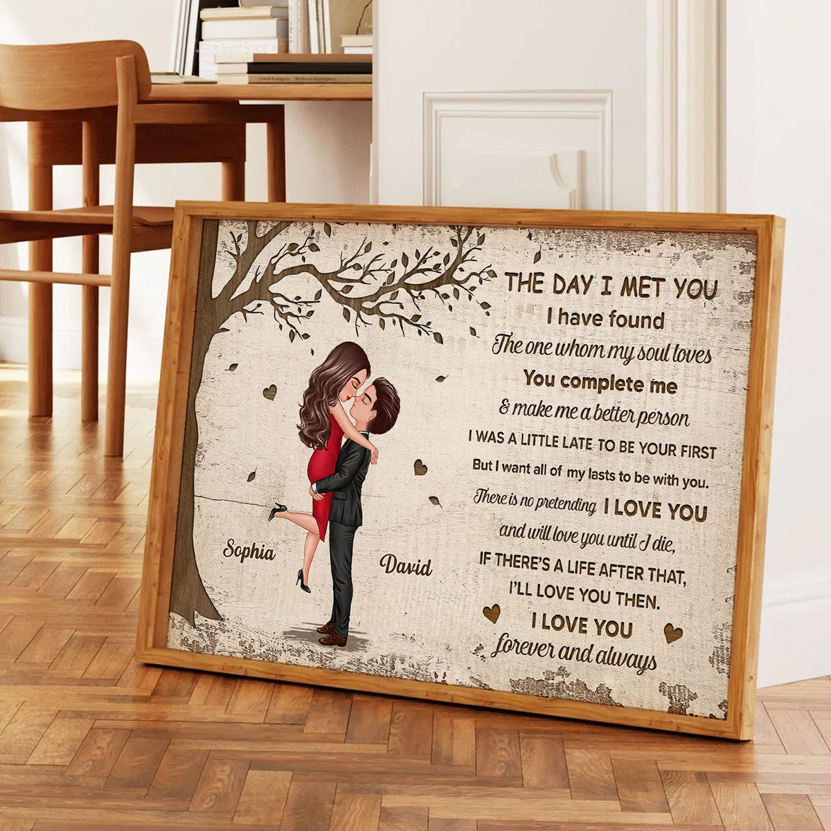The Day I Met You Hugging Kissing Couple Personalized Poster - Image 8