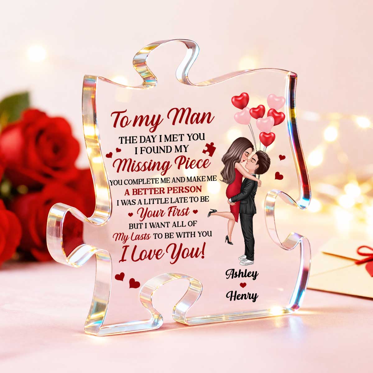 The Day I Met You I Found My Missing Piece - Personalized Puzzle Acrylic Plaque - Gift for Couple, for Him, for Her - Image 2