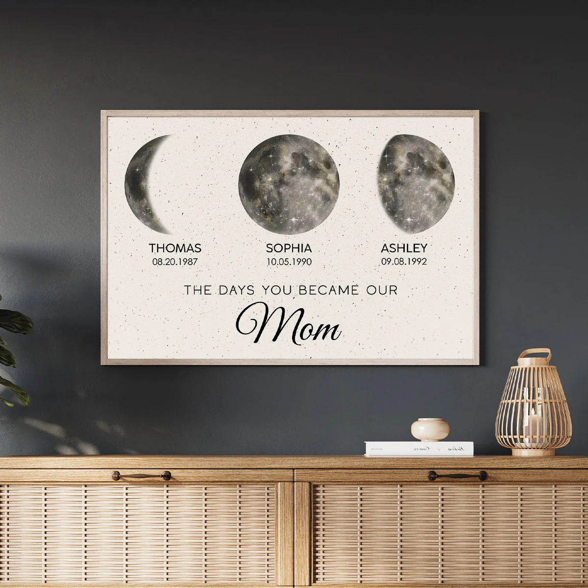 The Day You Became Mom Custom Birth Moon Phase Golden Dust Personalized Poster | A Heartfelt Gift for Mom’s Birthday, Mother’s Day, or Just Because - Image 6