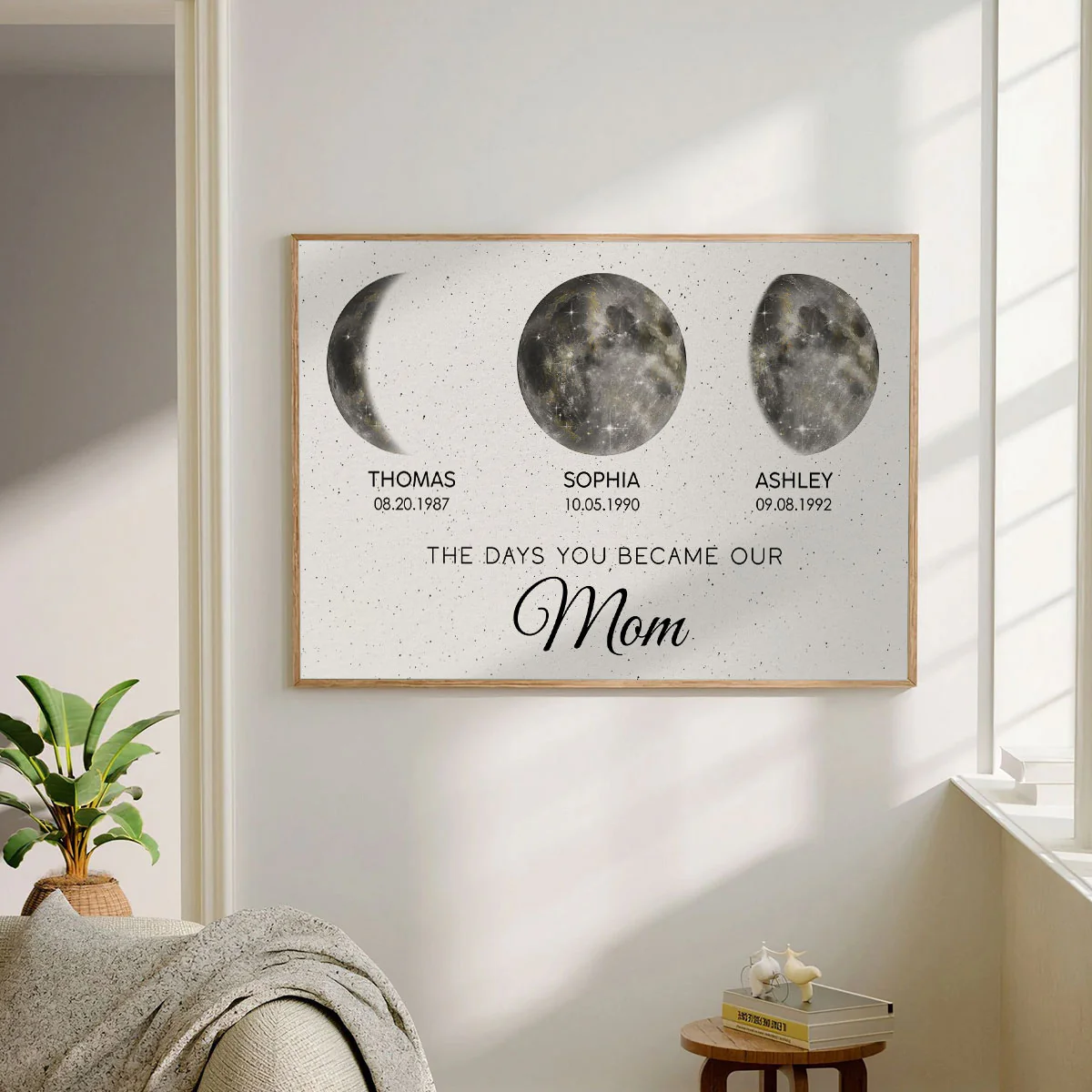 The Day You Became Mom Custom Birth Moon Phase Golden Dust Personalized Poster | A Heartfelt Gift for Mom’s Birthday, Mother’s Day, or Just Because - Image 7