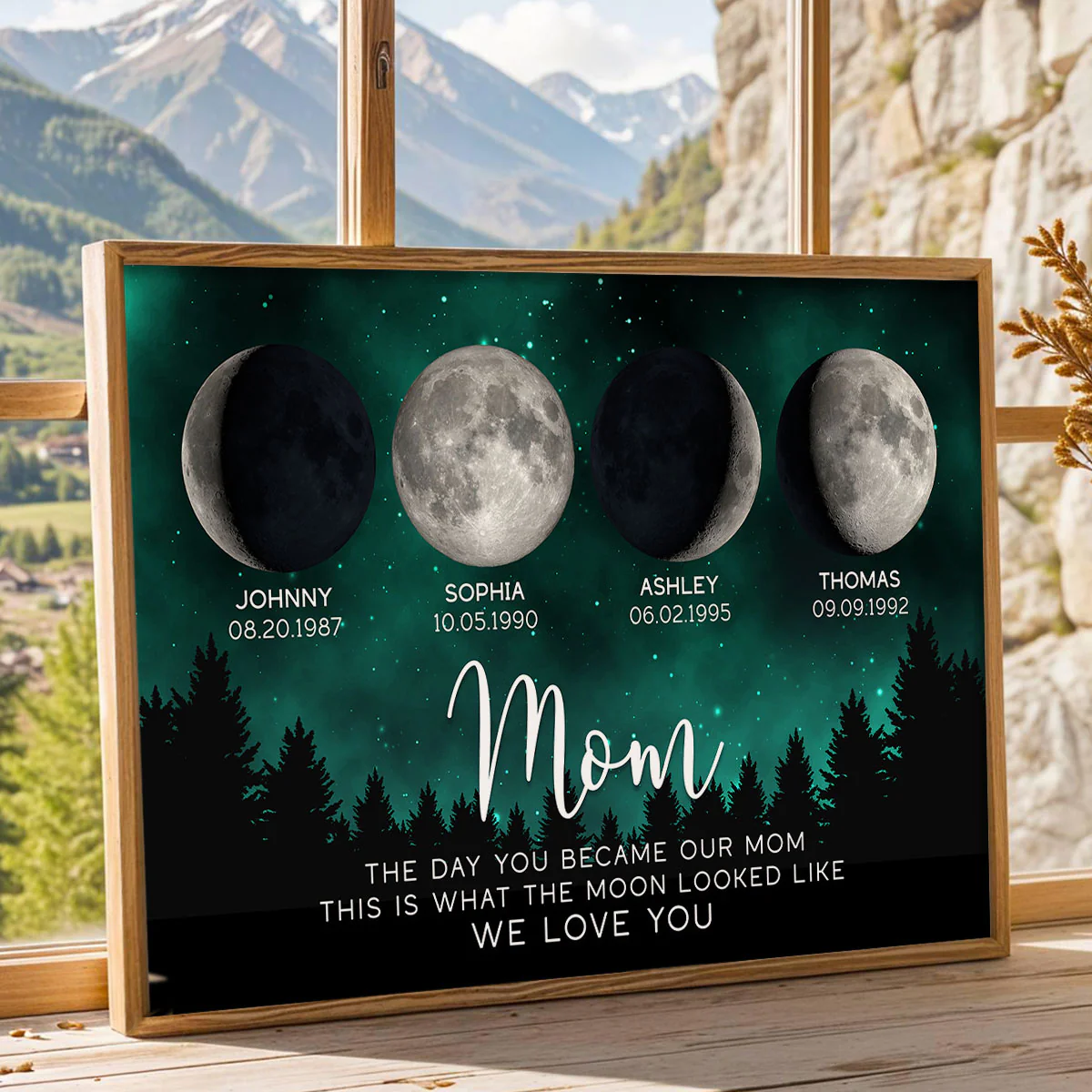 Galaxy Night The Day You Became Mom Custom Birth Moon Phase - Personalized Poster - Image 5