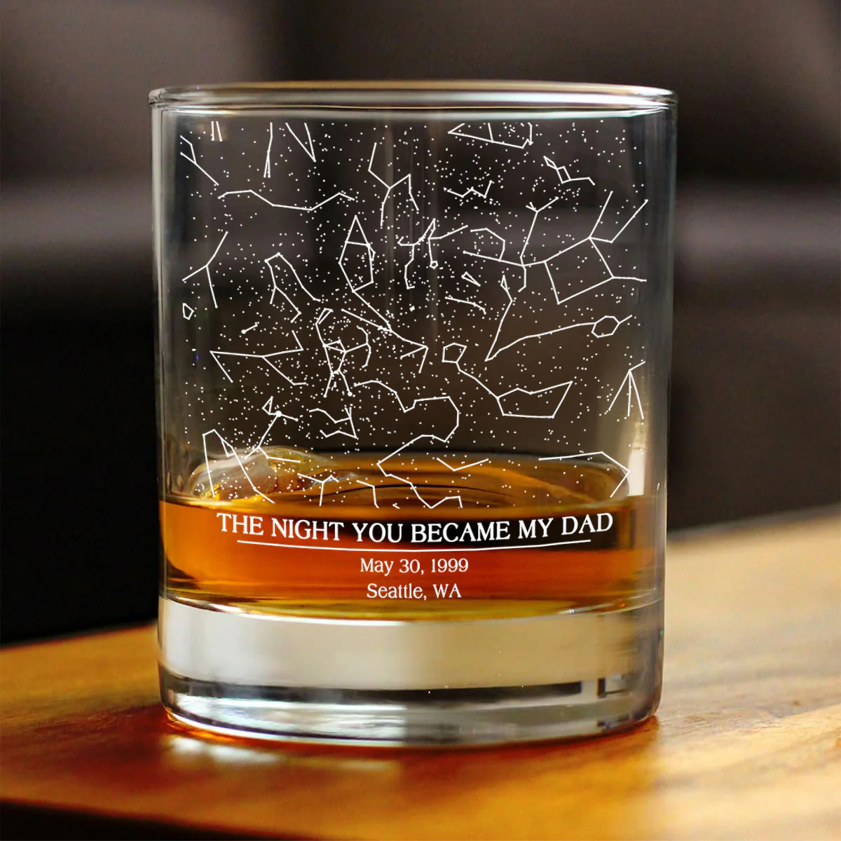 The Day You Became My Dad Custom Star Map by Date Personalized Wine Glass, Father's Day Gift for Dad, Gift for Husband - Image 2