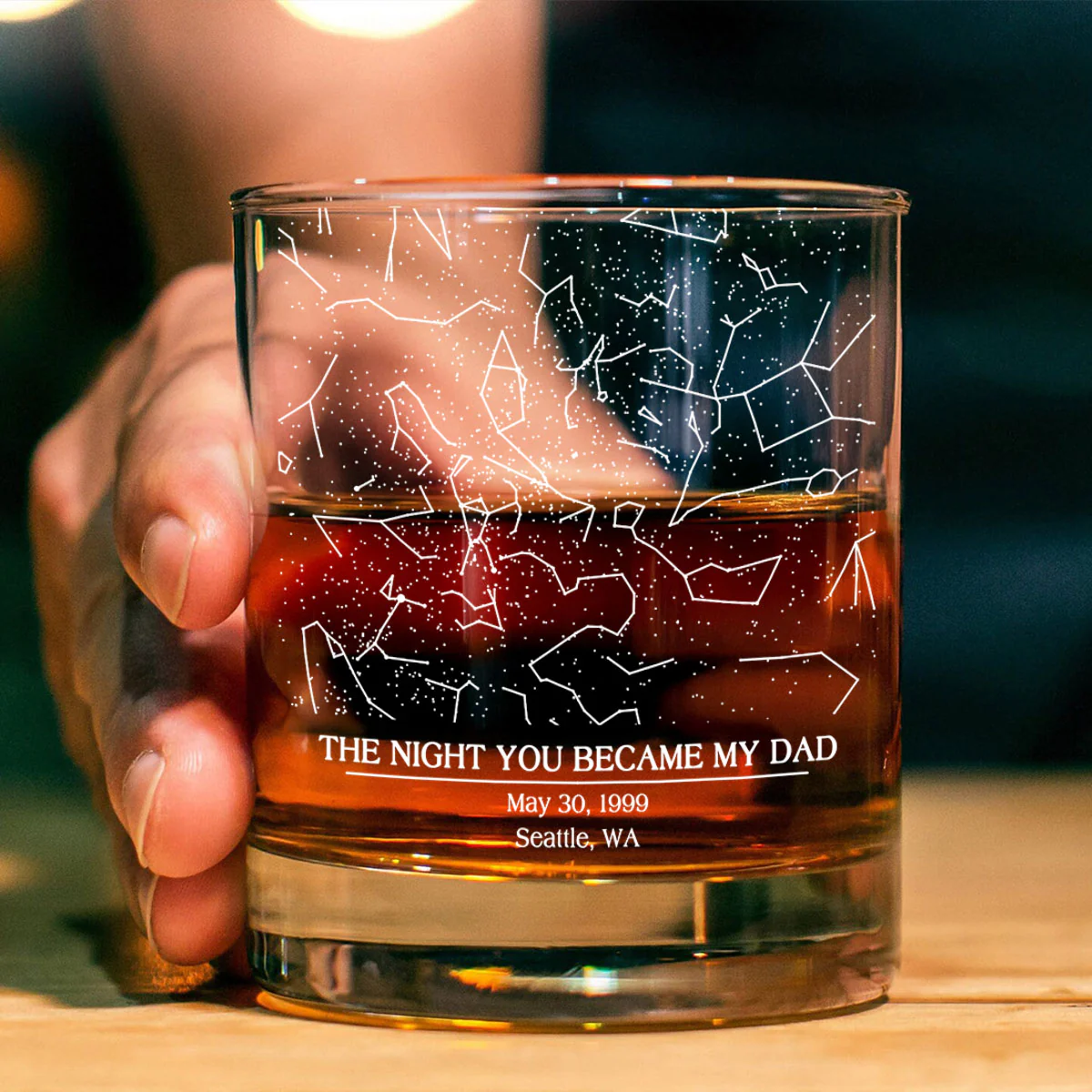 The Day You Became My Dad Custom Star Map by Date Personalized Wine Glass, Father's Day Gift for Dad, Gift for Husband - Image 3