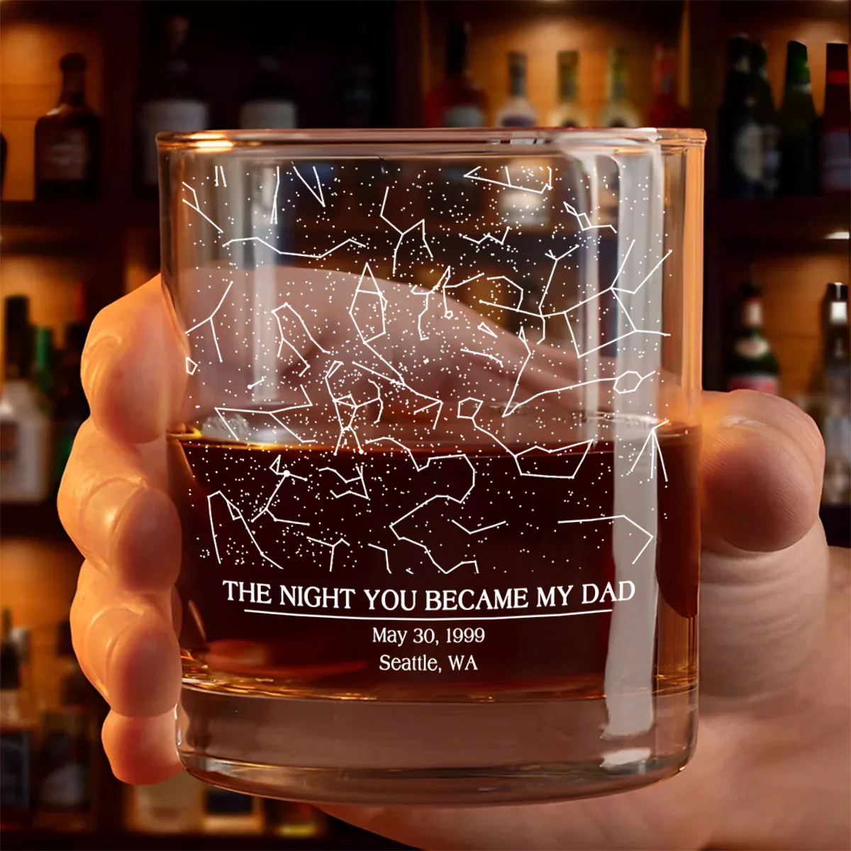The Day You Became My Dad Custom Star Map by Date Personalized Wine Glass, Father's Day Gift for Dad, Gift for Husband - Image 4