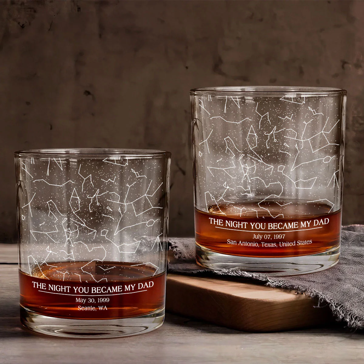 The Day You Became My Dad Custom Star Map by Date Personalized Wine Glass, Father's Day Gift for Dad, Gift for Husband - Image 6