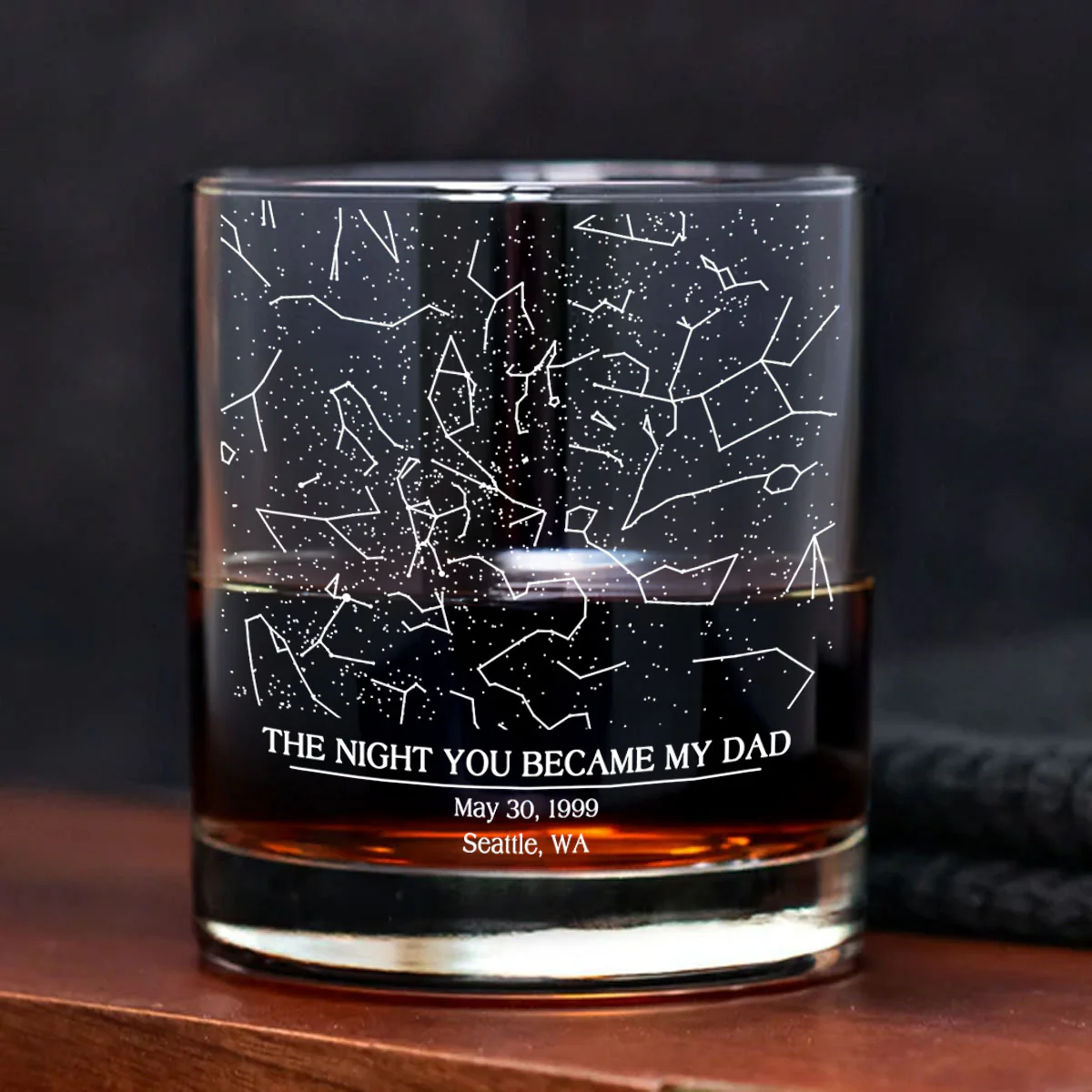 The Day You Became My Dad Custom Star Map by Date Personalized Wine Glass, Father's Day Gift for Dad, Gift for Husband - Image 7