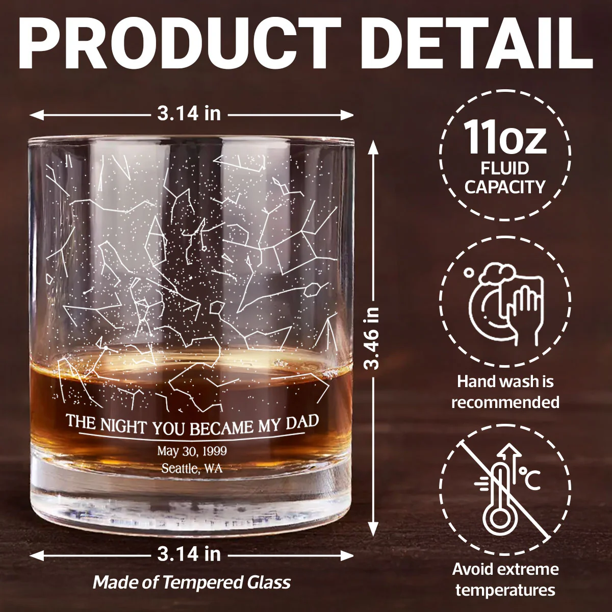 The Day You Became My Dad Custom Star Map by Date Personalized Wine Glass, Father's Day Gift for Dad, Gift for Husband - Image 8