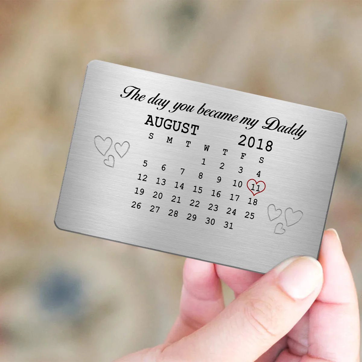 The Day You Became My Daddy Calendar Personalized Wallet Insert Metal Wallet Card - Image 5