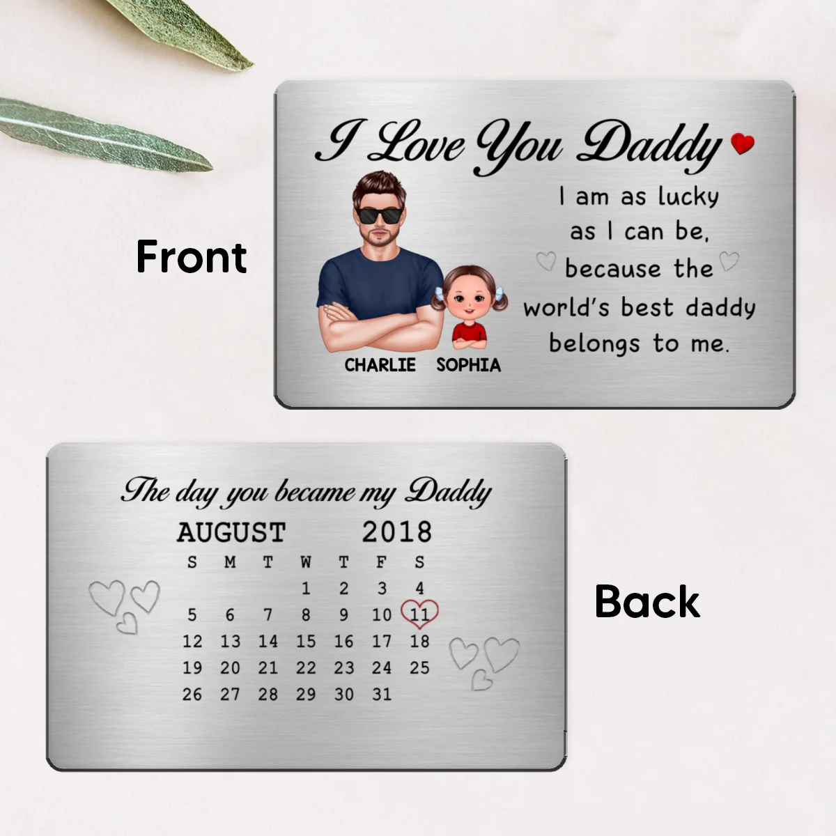 The Day You Became My Daddy Calendar Personalized Wallet Insert Metal Wallet Card - Image 6