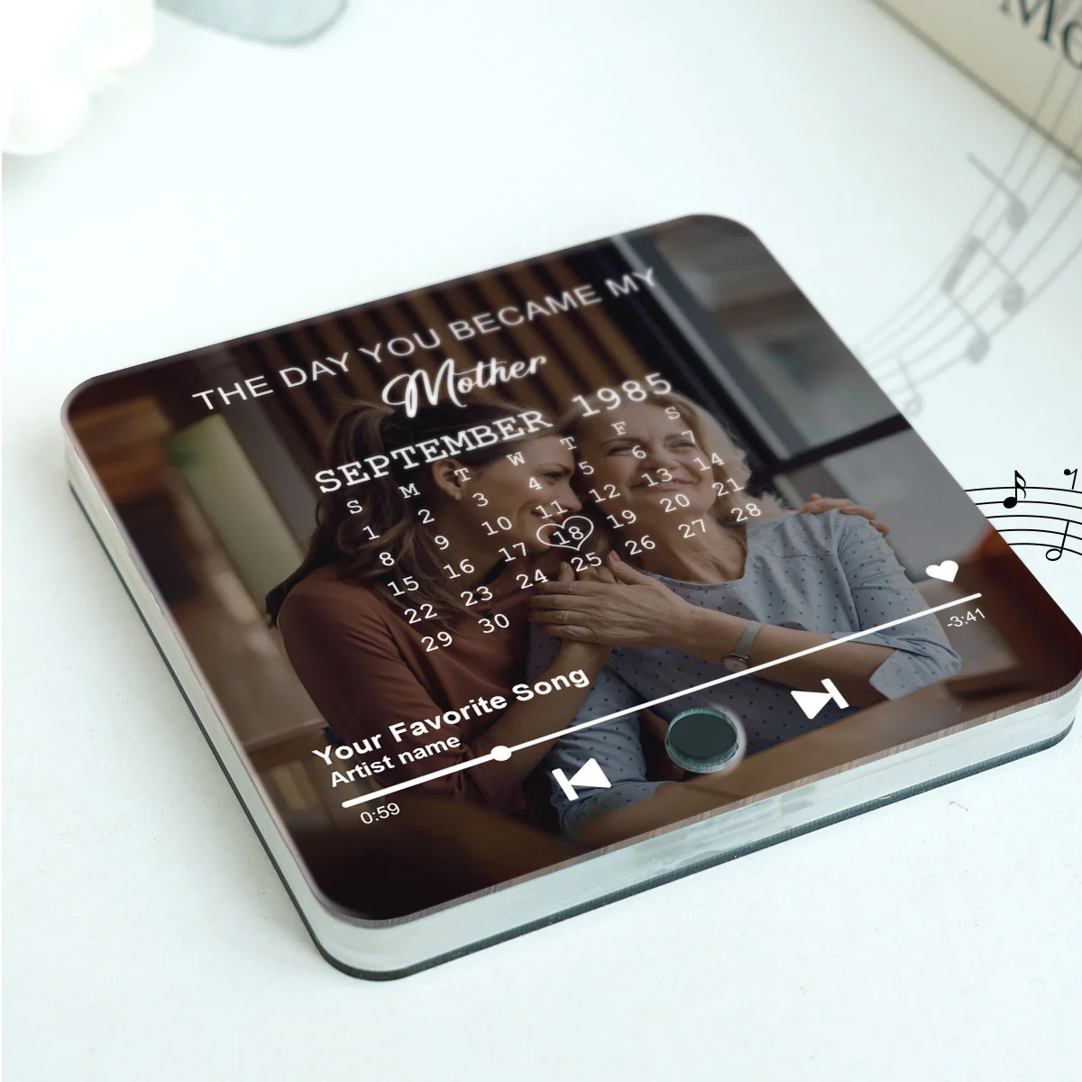 The Day You Became My Mom Custom Calendar Photo Upload Personalized Music Fridge Magnet, Birthday, Mother's Day, Just Because Gift for Mom - Image 3