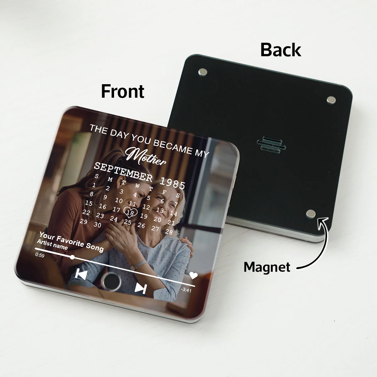 The Day You Became My Mom Custom Calendar Photo Upload Personalized Music Fridge Magnet, Birthday, Mother's Day, Just Because Gift for Mom - Image 5