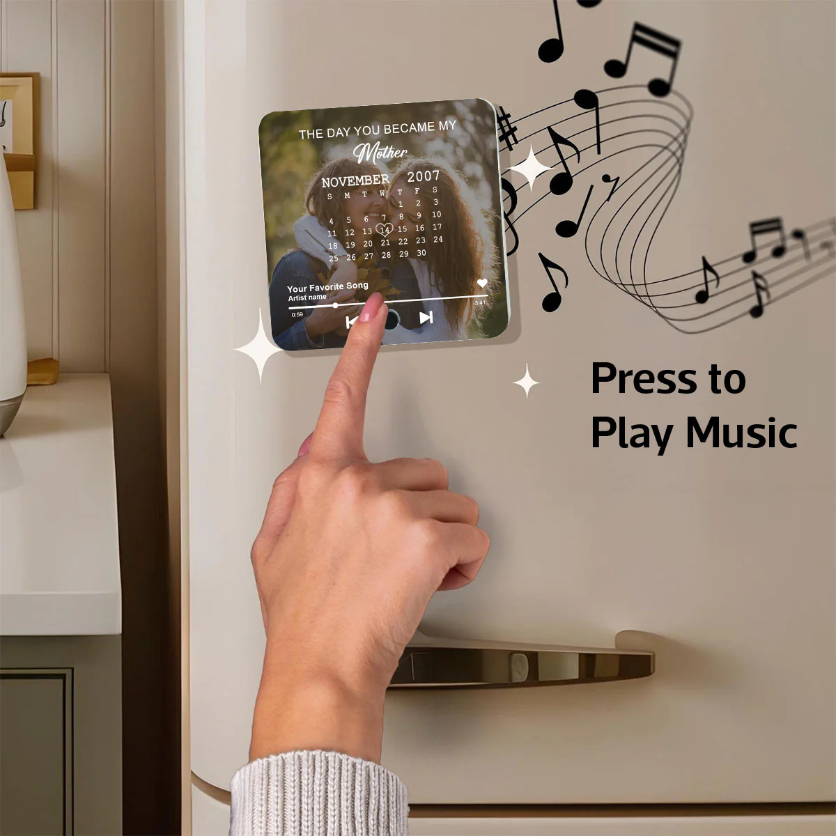 The Day You Became My Mom Custom Calendar Photo Upload Personalized Music Fridge Magnet, Birthday, Mother's Day, Just Because Gift for Mom - Image 6