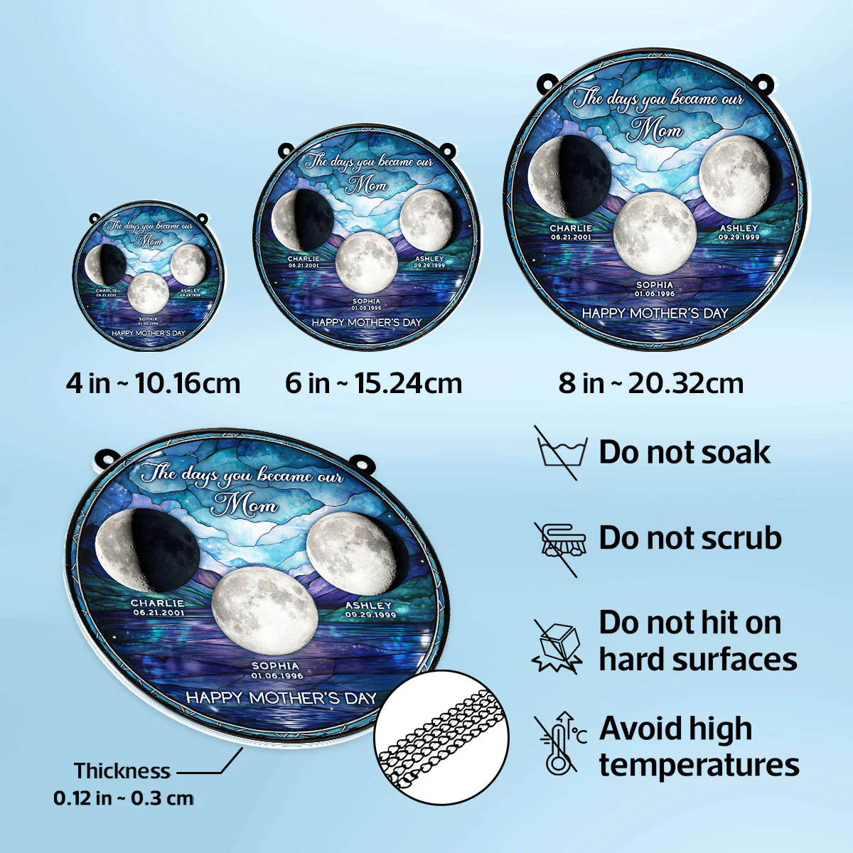 The Day You Became My Mom Custom Moon Phase by Date - Personalized Suncatcher - Heartfelt Mother's Day Gift for Mom - Image 7