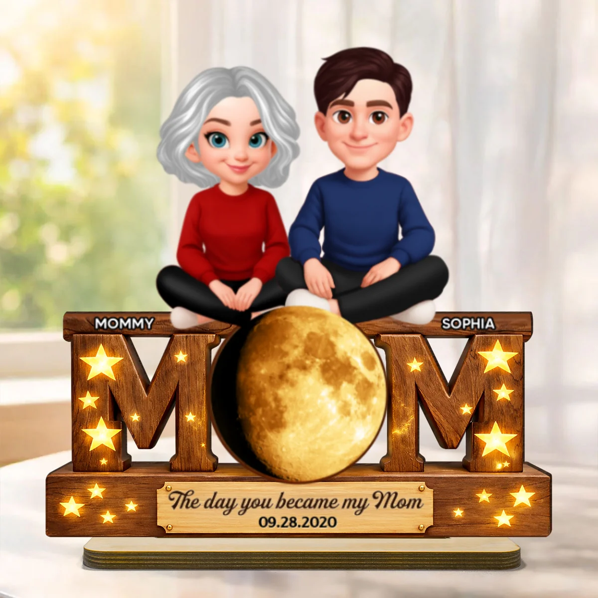 The Day You Became My Mom Custom Moon Phase - Personalized 2-Layered Wooden Plaque - Heartfelt Gift For Mom, Grandma - Image 10