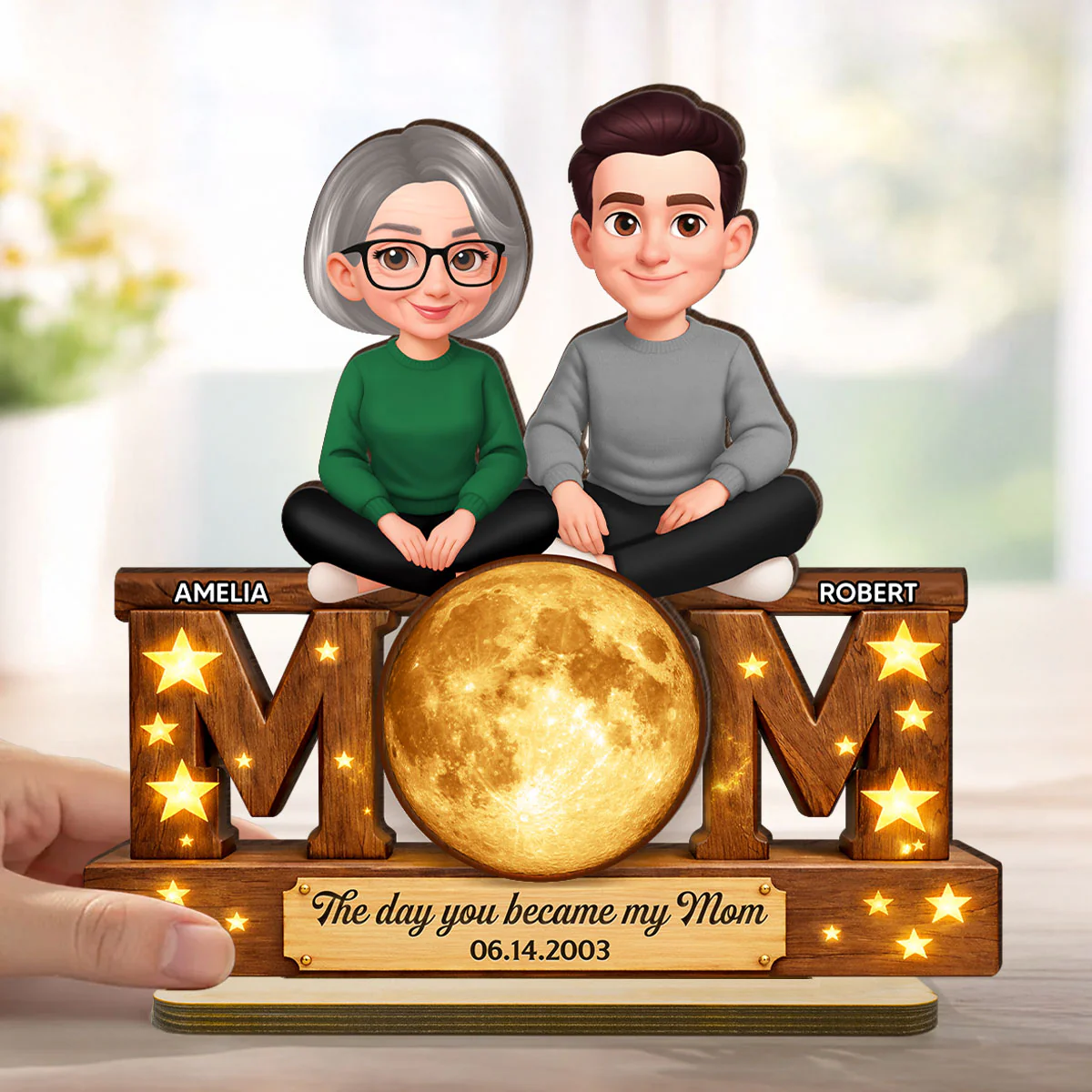 The Day You Became My Mom Custom Moon Phase - Personalized 2-Layered Wooden Plaque - Heartfelt Gift For Mom, Grandma - Image 3