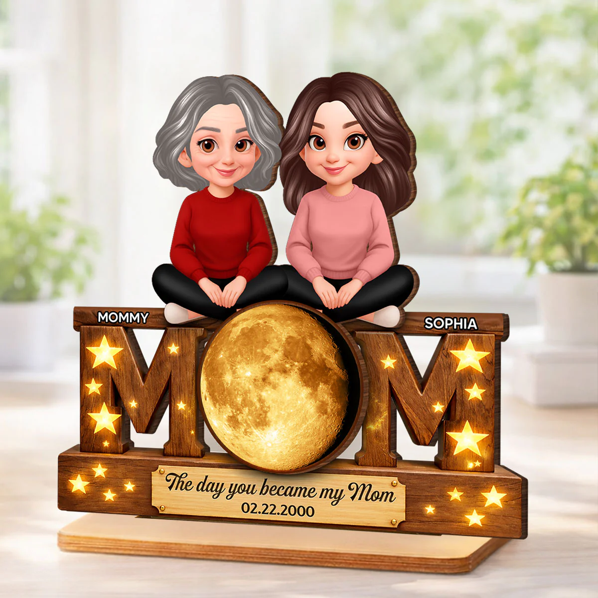 The Day You Became My Mom Custom Moon Phase - Personalized 2-Layered Wooden Plaque - Heartfelt Gift For Mom, Grandma - Image 7