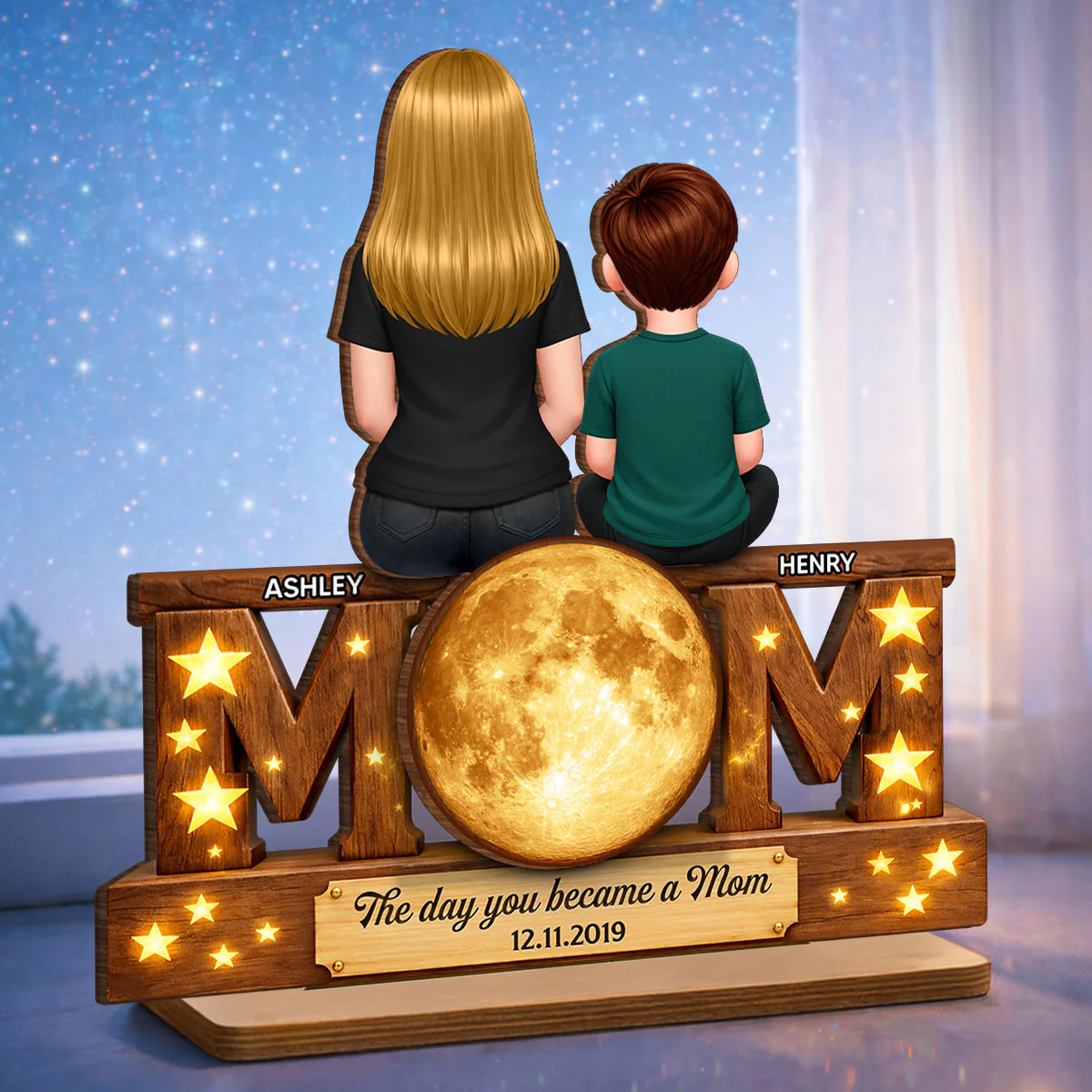 The Day You Became A Mom Daughter Son - Personalized 2-Layered Wooden Plaque - Heartfelt Gift For Mom, Grandma - Image 2