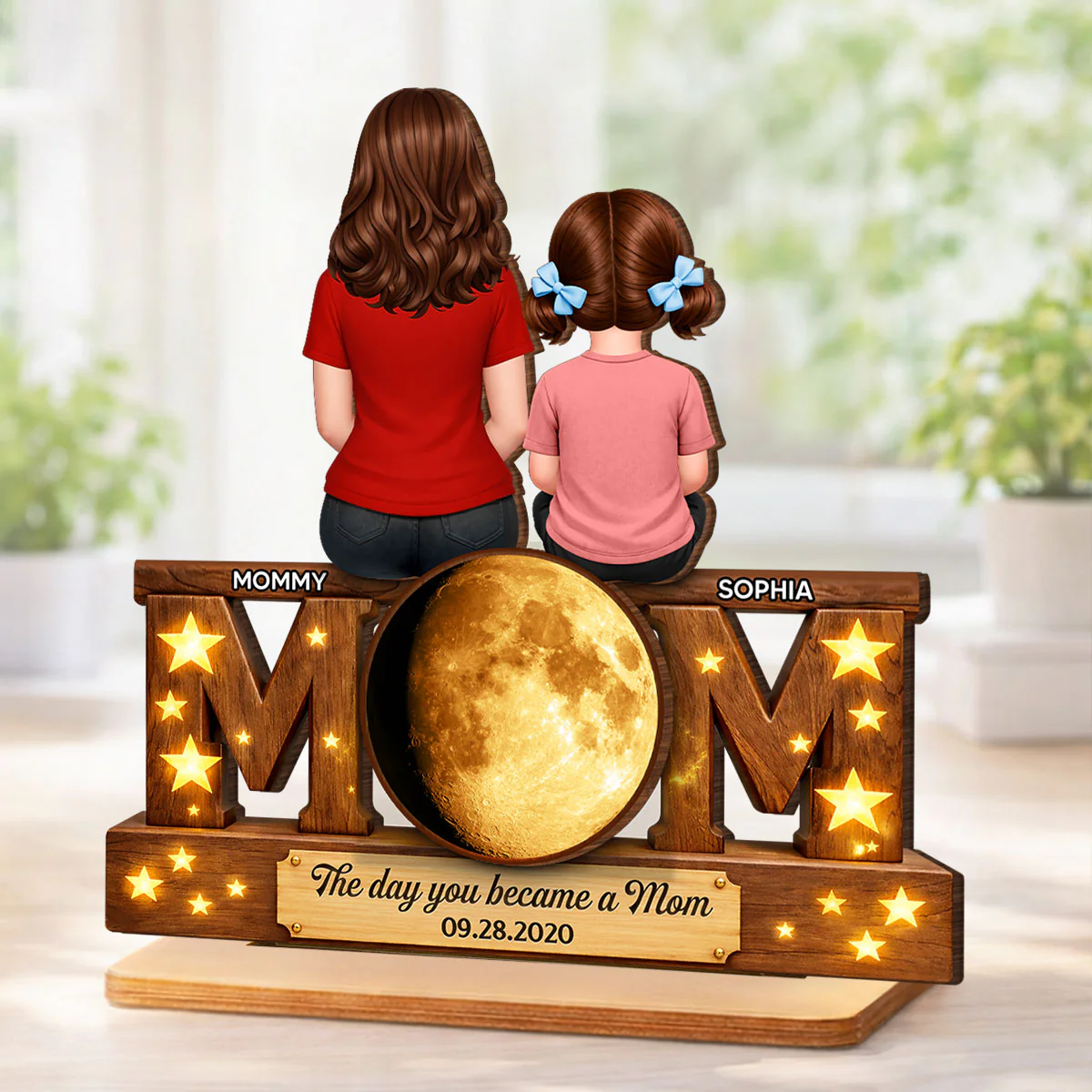 The Day You Became A Mom Daughter Son - Personalized 2-Layered Wooden Plaque - Heartfelt Gift For Mom, Grandma - Image 7