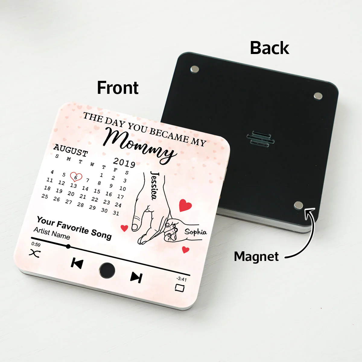 The Day You Became My Mom Grandma Custom Calendar Personalized Music Fridge Magnet, Birthday, Mother's Day, Just Because Gift for Mom, Grandma - Image 4