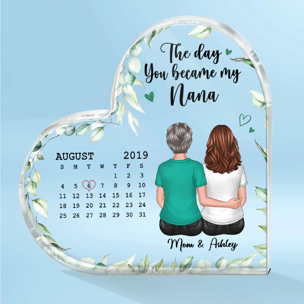 The Day You Became My Mom Grandma Daughter Mother‘s Day Gift Personalized Acrylic Heart Plaque - Image 2