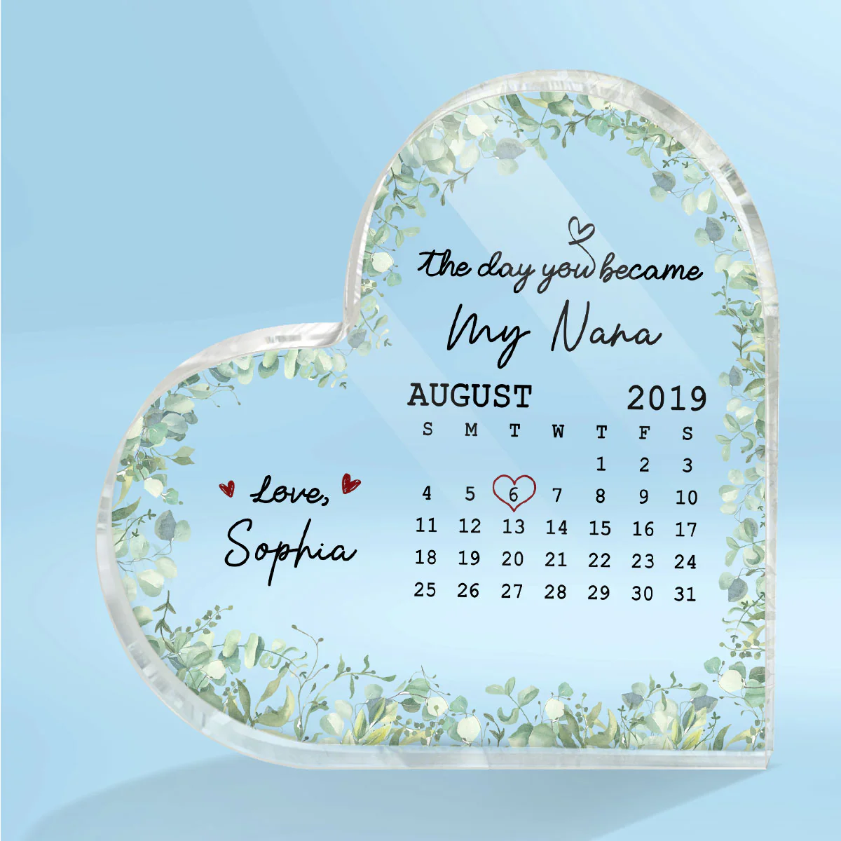 The Day You Became My Mom Grandma Mother‘s Day Gift Personalized Acrylic Heart Plaque