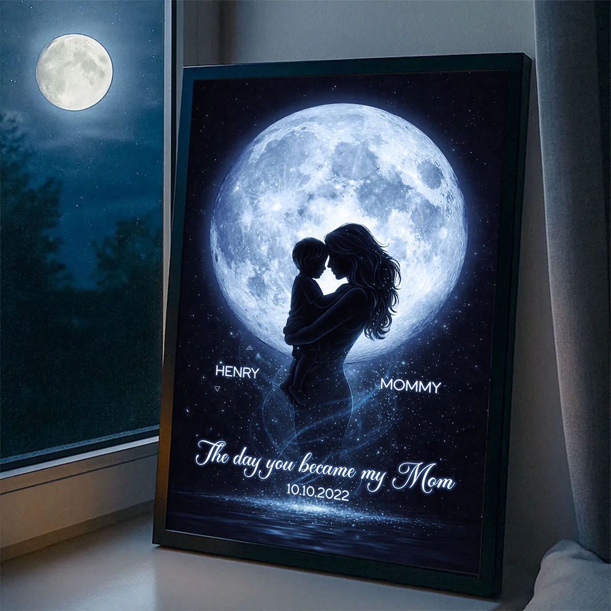 The Day You Became My Mom Moon Phase - Personalized Poster - Heartfelt Gift For Mom - Image 2