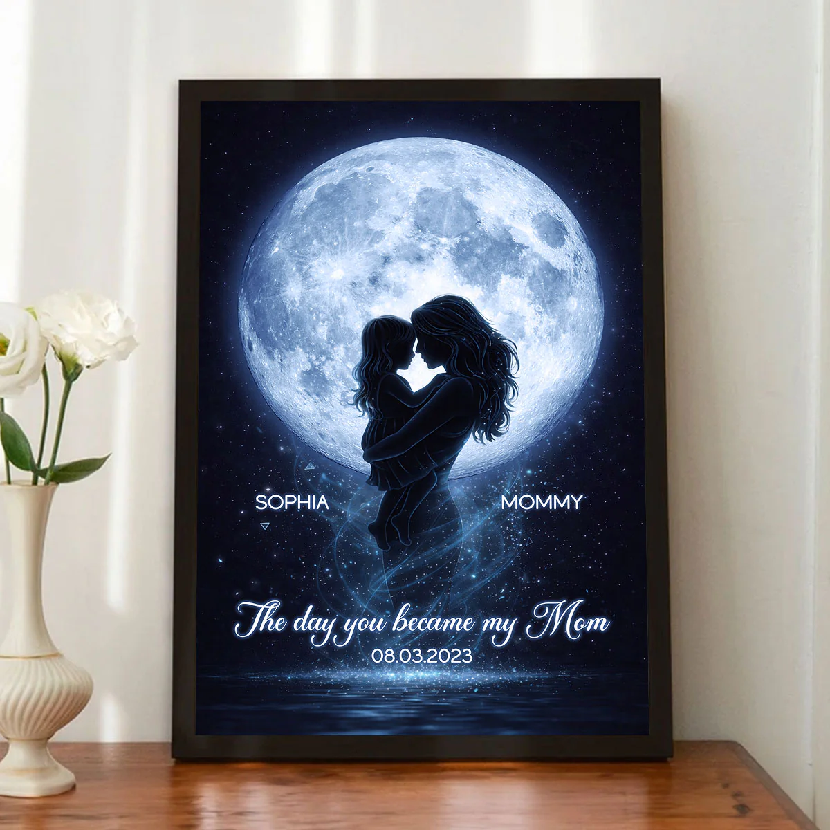 The Day You Became My Mom Moon Phase - Personalized Poster - Heartfelt Gift For Mom - Image 3